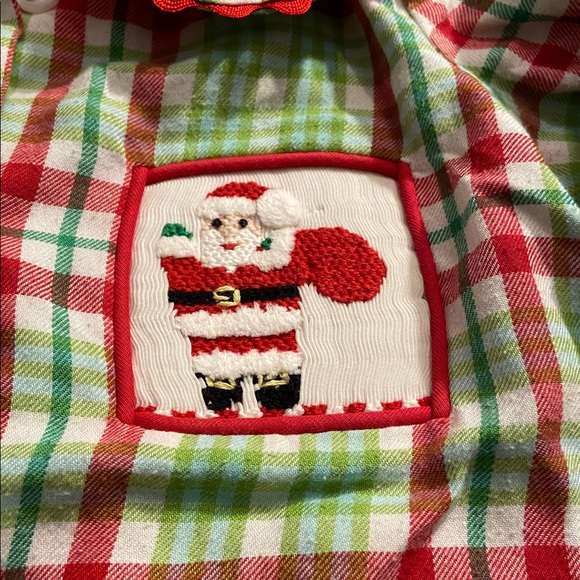 Three sisters smocked Plaid Kids Pajamas with Red and Green Accents 12 months - Picture 2 of 9